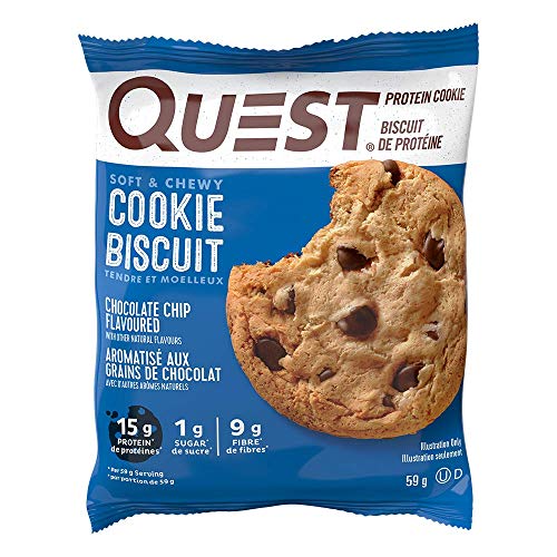 Quest Nutrition Chocolate Chip Protein Cookie, High Protein, High Fibre, Low Sugar, Keto Friendly, 15g Protein, 1g Sugar, 12ct