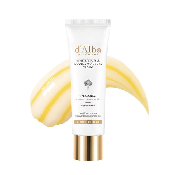 d'alba Piedmont White Truffle Double Moisture Cream, 2-in-1 Face Moisturizer, Vegan Skincare, Vegan Collegen, Skin Firming and Tightening, Dual Formula in ONE tube, Korean Skincare