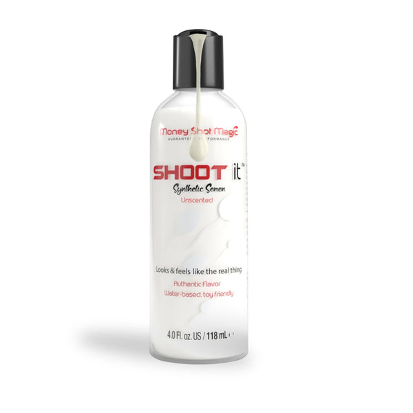 Shoot IT Water-Based Synthetic Semen with Authentic Flavor, Unscented 4 oz Lube for Couples, Trusted by Adult Film Industry, Toy-Friendly, Non-Toxic, Gluten-Free & Suitable for Most Skin Types