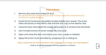 New: KS Hardware,Patent Pending, Adjustable Double Bubble Door Sweep, Draft Stopper, Under Door Seal for Exterior Doors, 1 3/4