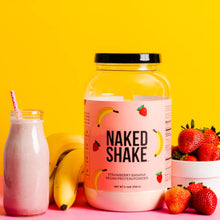 Naked Shake – Vegan Protein Powder, Strawberry Banana – Flavored Plant Based Protein From US & Canadian Farms with MCT Oil, Gluten-Free, Soy-Free, No GMOs or Artificial Sweeteners – 2.1 Pounds