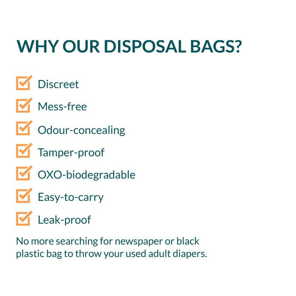 Sirona Premium Adult Diaper Disposal Bags - Pack of 60 | Nature Friendly Odor Sealing Bags for Discreet Disposal of Adult Diapers, Baby Diapers and Feminine Hygiene Products | Travel Friendly Bags