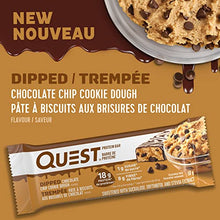 Quest Nutrition Dipped Chocolate Chip Cookie Dough Protein Bar, High Protein, High Fibre, Low Sugar, Low Carb, Keto Friendly, 21g Protein, 1g Sugar, 12ct