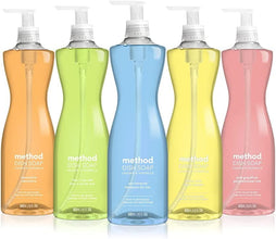 Method Dish Soap Liquid, Plant-Based Dishwashing Liquid that Cuts Through Tough Grease for a Sparkling Clean, Lime + Sea Salt Scent, 532 ml Soap Pump Bottles, 6 Pack