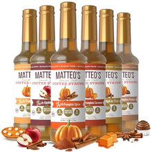 Matteo's Barista Style Sugar-Free Coffee Syrup, 6 Flavour Harvest Variety Pack, Zero Calories and Sugar, Keto-Friendly Coffee Syrups, Delicious Flavoured Coffee Syrup - 25.4 oz Syrup Bottles