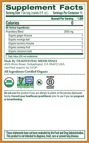 Traditional Medicinals - Organic Ginger Aid Herbal Tea (Pack of 6) - Help Relieve Digestive Upset, Indigestion and Nausea - 96 Tea Bags Total