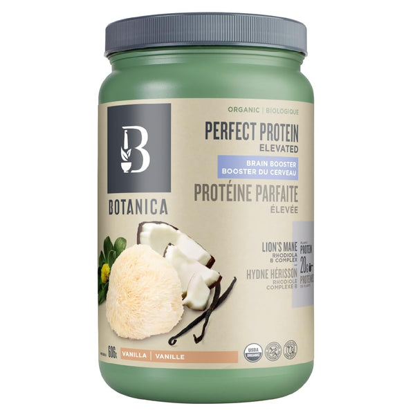 Botanica Health Perfect Protein Elevated Brain Booster, Versatile Protein Powder with Added Brain Superfoods and B Vitamins, Stress Repair, Muscle Recovery, Focus and Cognitive Support, Vanilla Protein Powder, Coconut Milk Powder, Lion's Mane, Rhodiola, O