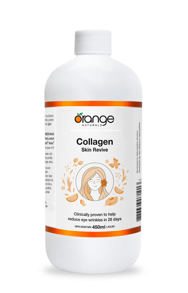 Orange Naturals - Collagen Skin Revive Liquid Supplement For Women 450ml - Helps Reduce Eye Wrinkles, Fine Lines - Antiaging and Improve Nail Growth - Bioactive Peptides Hydrolyzed - Enhanced Non GMO