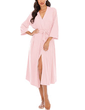 Women Kimono Robes Lightweight Long Robe Knit Bathrobe Soft Sleepwear V-Neck Loungewear for Women S-XXL (Light pink, Medium)