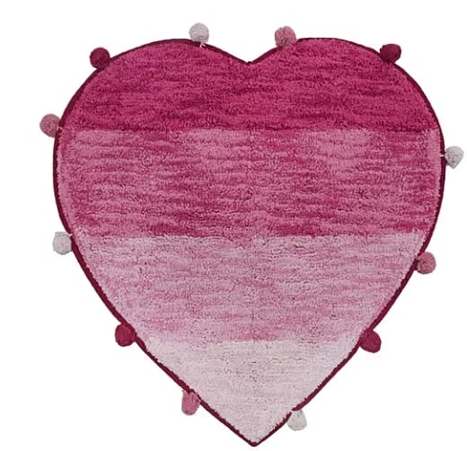 Valentine's Day Heart Shaped Water Absorbent Bathroom Vanity Bath Rug 23"x23" 100% Cotton Bath Spa Mat Accent Carpet Rug