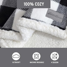 Eddie Bauer - Blanket, Super Soft Reversible Sherpa & Brushed Fleece Bedding, Throw Blankets for Couch, Ideal for Lounging (Cabin Plaid Black)