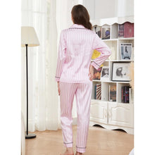 U2SKIIN Women Satin Pajamas Set, Long Sleeve Silk Pajamas for Women Striped Button Down 2-Piece Pj Set, Light Pink Stripe, Medium