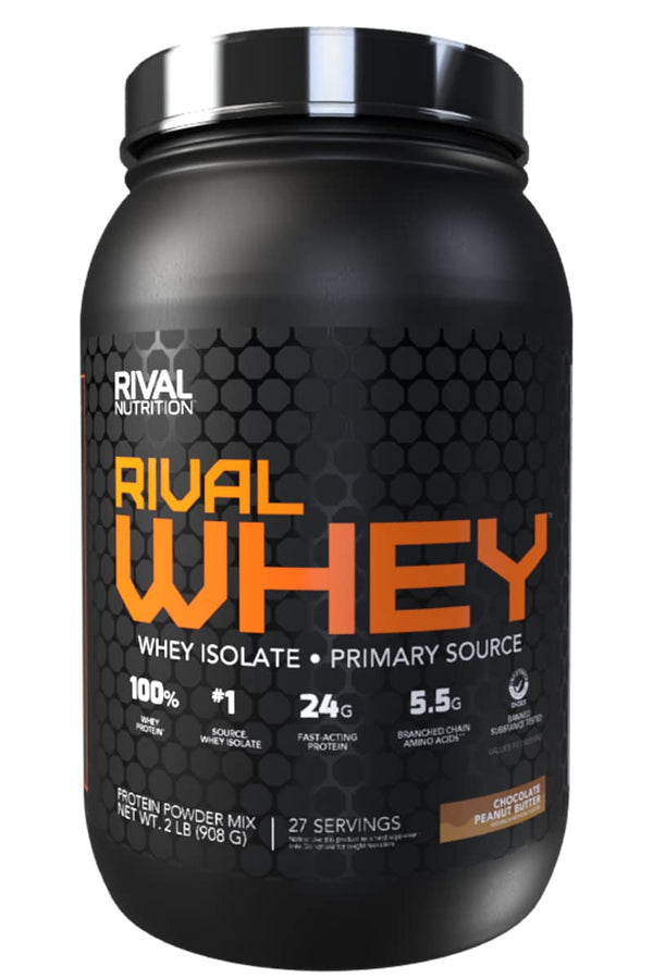 Rivalus Rivalwhey – Chocolate Peanut Butter 2lb - 100% Whey Protein, Whey Protein Isolate Primary Source, Clean Nutritional Profile, BCAAs, No Banned Substances