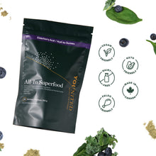 Younited All-In Superfood Greens Powder | Made in Canada | 53 Premium Organic Food Ingredients | 6 Servings of Vegetables + Fruit per Scoop | Loaded w/Phytonutrients | Elderberry Acai (30 Servings)