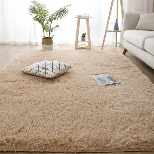 Poboton Super Soft Shaggy Area Rugs Fluffy Carpets, Indoor Area Rugs for Living Room Bedroom Kids, College Students Home Decor, Rectangular Fuzzy Rug, 4x6 Feet, Solid-LightTan