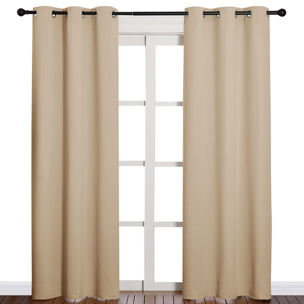 NICETOWN Thermal Insulated Eyelet Top Room Darkening Panels/Curtains/Drapes for Bedroom (2 Panels, W42 x L84 inches, Biscotti Beige)