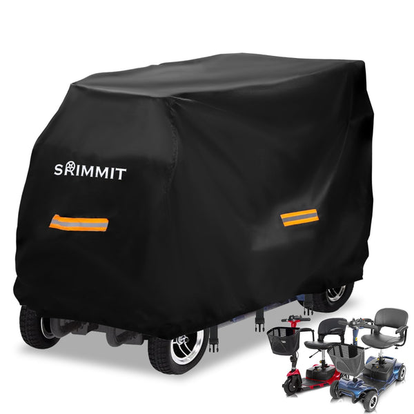 Upgraded Mobility Scooter Storage Cover,SRIMMIT Heavy Duty 420D Oxford Fabric Electric Scooter Cover, Waterproof,Anti-UV,Durable with Waterproof Strip,Reflective Strips,3 Buckles (2XL 69" *25" * 47")