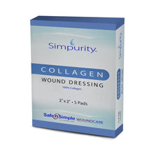 Simpurity Collagen Dressing Pads - 2 x 2 IN 5-Pack Collagen Pads for Wounds - Non-Adherent Collagen Dressing for Wound Care - Safe n' Simple Wound Care Supplies