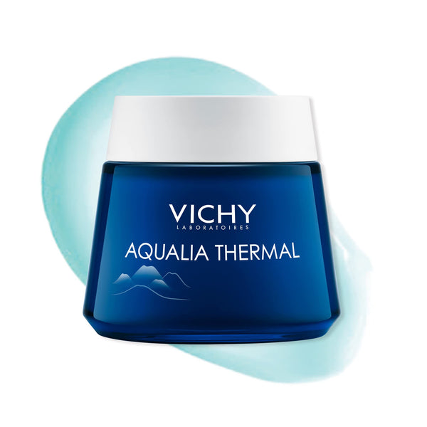 Vichy Night Facial Cream and Overnight Mask, Aqualia Thermal Night Spa Moisturizer and Skincare Face Mask with Hyaluornic Acid to Replenish Skin, Dermatologist Recommended, Paraben-Free | Travel Size Approved | 75mL