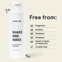 SHAKE AND WAKE Exfoliating Powder Face Wash w/Papaya Enzymes Powder, Aloe Vera, Vitamin C, Vitamin E, Niacinamide Serum, AHA | Foaming Mens Face Wash, Exfoliant & Deep Pore Cleanser by Jaxon Lane