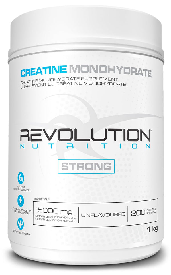 Revolution Nutrition Creatine Monohydrate 1kg, Pure unflavoured, Increases Muscle Performance, Boosts Energy and Supports Recovery, 200 Servings