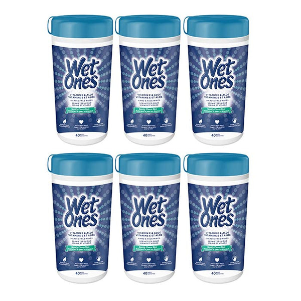 Wet Ones Hand Wipes, Aloe & E Wipes 40 Count (Value Pack of 6)