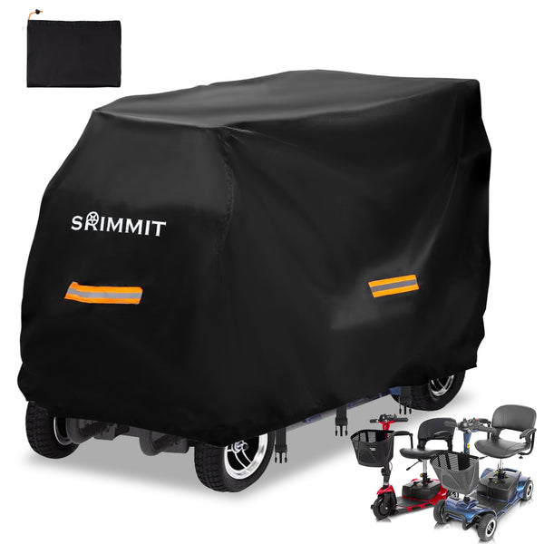 Upgraded Mobility Scooter Storage Cover,SRIMMIT Heavy Duty 420D Oxford Fabric Electric Scooter Cover, Waterproof,Anti-UV,Durable with Waterproof Strip,Reflective Strips,3 Buckles and Large Storage Bag L(49" * 23" * 39")