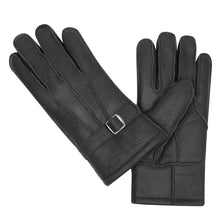 Harssidanzar Winter Leather Gloves For Mens Warmth Shearling Lined Leather Gloves Cold Weather Driving Gloves SM042CA,Black, Size,L