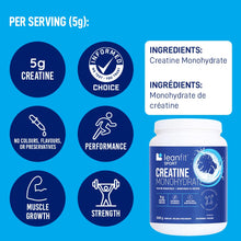 LEANFIT SPORT CREATINE MONOHYDRATE Powder, Unflavoured - Creatine Supplement for Increased Muscle Mass, Enhanced Energy & Improved Performance - Informed Choice Certified, Micronized & Pharmaceutical Grade Creatine, Gluten-Free, Vegan - 5g Creatine Per Se