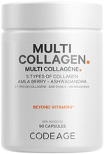 Codeage Multi Collagen Protein Capsules, Type I, II, III, V, X, Grass Fed & Hydrolyzed Collagen Pills Supplement, All in One Collagen, Bone Broth, Amla Berry Source of Vitamin C, Non-GMO, 90 Count