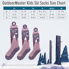 OutdoorMaster Kids Ski Socks - Merino Wool Blend, Over The Calf Design