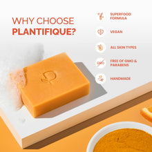 PLANTIFIQUE Kojic Acid Soap for Hyperpigmentation - Turmeric Soap 4 Bars with Hyaluronic Acid, Collagen, Vitamin C for Dark Spots - Face Wash for Women and Men, Vegan Skincare, 320g / 11.28 oz