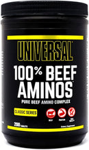 Universal 100% Beef Aminos Tablets | Pure Beef Amino Complex | Full Spectrum EAAs, BCAAs & Protein from Beef Protein Isolate & Pure Desiccated Argentine Beef Liver | 66 Servings, 200 Tablets (Pack of 1)