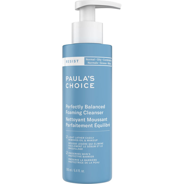 Paula's Choice RESIST Perfectly Balanced Foaming Cleanser, Hyaluronic Acid & Aloe, Anti-Aging Daily Face Wash, for Enlarged Pores & Oily Skin, Fragrance-Free & Paraben-Free, 190 mL