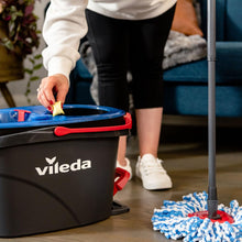 Vileda EasyWring RinseClean Spin Mop & Bucket System | 2-Tanks Separate Clean and Dirty Water | Machine Washable and Reusable Microfiber Mop Head | Hands-Free Wringing Mop Bucket