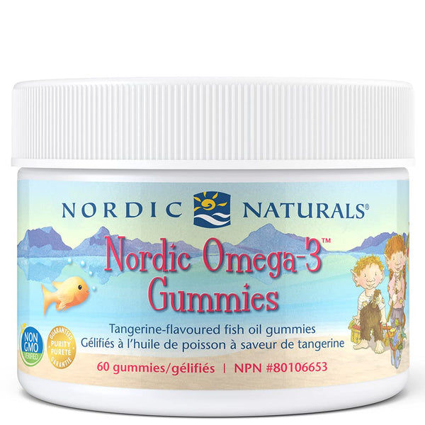 Nordic Naturals Omega-3 Gummies - Chewable Tangerine Gummy Provides Daily Dose of Omega-3s DHA and EPA for Kids and Supports Heart Health For Adults, No Fishy Taste, 60 Count