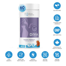 Nova Pharma DIVA Gummy Vitamins - Vegan, Gluten-Free Biotin Supplement, Soft Chewable Multivitamin Gummies, Maintains Strong Bones, Gives Radiant Skin and Strengthens Hair & Nails - 60 Gummies