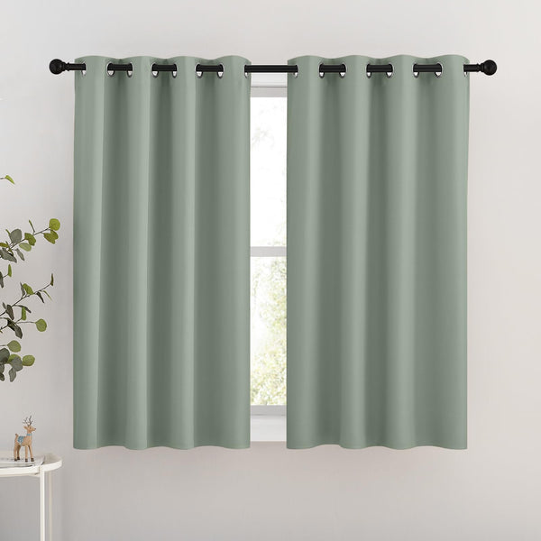 NICETOWN Blackout Curtains for Bedroom - Grommet Thermal Insulated Solid Window Treatments Room Darkening Drapes for Kids Room/Laundry (Sage Green,W46 x L54,Set of 2)