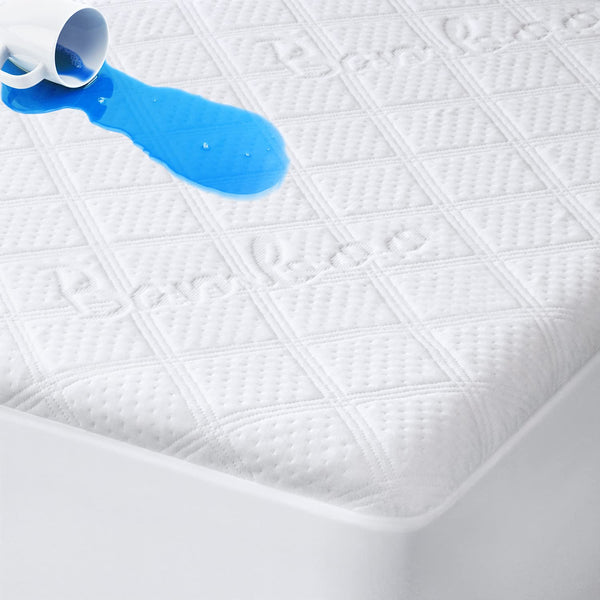 Premium Waterproof King Mattress Protector Breathable Cooling Bamboo Fabric Mattress Pad Cover Smooth Soft Noiseless Bed Cover Machine Washable Vinyl Free, 8-21'' Deep Pocket