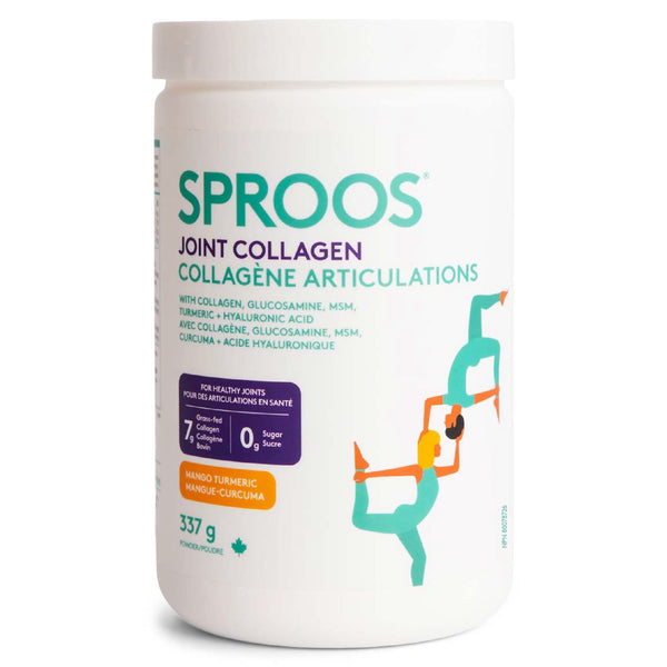 Sproos Joint Collagen | Hydrolyzed Collagen Powder + Glucosamine, MSM, Turmeric, HA| Enhanced Collagen Peptides Powder, Mango Turmeric Flavour, Tub, 337g