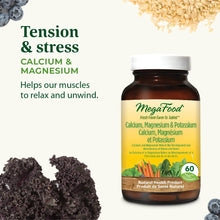 MegaFood Natural Calcium Magnesium Potassium Mineral Supplements | Helps Maintain Healthy Blood Pressure Level and Support Bones & Teeth | Multivitamins for Women Men & Kids 60 Capsules | with Dandelion Root Parsley Stearic Acid & Dried Yeast.