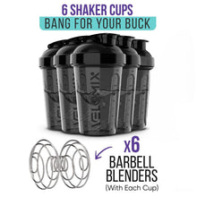 VELOMIX -6 PACK- 20 OZ Protein Shaker Bottles for Protein Mixes, Shaker Cups for Protein Shakes, Small Shaker Bottle Pack, Shaker Cup, Shakers for protein Shakes (20 OZ - 6 PACK BLACK)