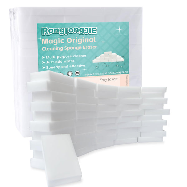 RongrongJIE Magic Sponge Eraser, 102 Pcs Melamine Foam Sponges in Bulk, Multi-Functional Household Scrub Cleaning Pads for Kitchen, Bathroom, Furniture, Tub, Sink, Floors, Baseboards, Shoes, Walls