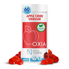 Nova Pharma Oxia Apple Cider Vinegar Gummies – Vegan, Gluten-Free Vitamin, Relieves Stomachache, Prevents Indigestion and Night Cramps, Strengthens Hair & Boosts Skin Radiance - 60 Gummies