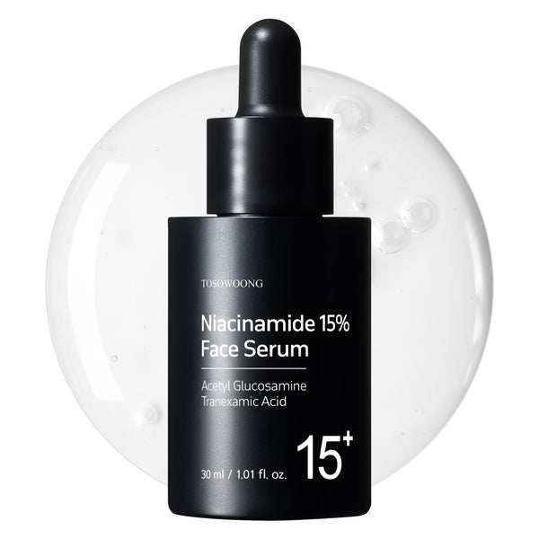 TOSOWOONG Niacinamide 15% Face Serum, 150,100ppm Niacinamide, Tranexamic acid, Dark Spot Corrector, Glass Skin, Radiant Complexion, Pore Minimizer, Even Skin Tone, Korean Skin Care, 30ml, 1.01 fl.oz.