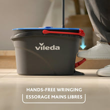 Vileda EasyWring RinseClean Spin Mop & Bucket System | 2-Tanks Separate Clean and Dirty Water | Machine Washable and Reusable Microfiber Mop Head | Hands-Free Wringing Mop Bucket