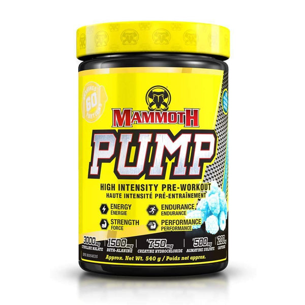 MAMMOTH PUMP – Pre Workout Powder, Superior Muscle Pumps, Increase Strength & Endurance, Explosive Power & Energy Supplement, Heightened Focus, Quick Recovery, Reduced Soreness (60 Serves, Clear Raspberry)