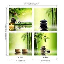 Pyradecor Modern 4 Panel Stretched and Framed Contemporary Zen Giclee Canvas Prints Perfect Bamboo Green Pictures on Canvas Wall Art for Home Office Decorations Living Room Bedroom