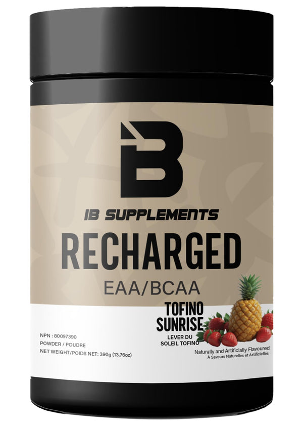 Recharged BCAA/EAA Electrolyte Powder | Tofino Sunrise (Strawberry Pineapple) Amino Acids Supplement for Muscle Recovery | L-Leucine, L-Isoleucine, Electrolytes & AstraGin - Post-Workout | 30 Serves