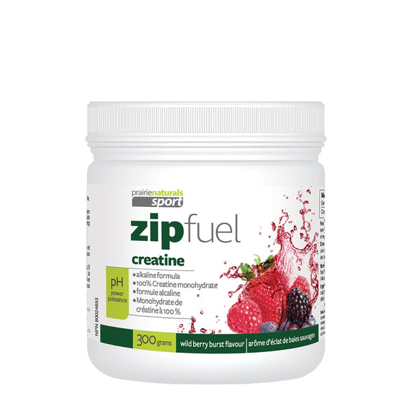 Prairie Naturals Zip Fuel pH-Balanced Creatine Energy Drink - Wild Berry Burst Flavour - 300 Gram